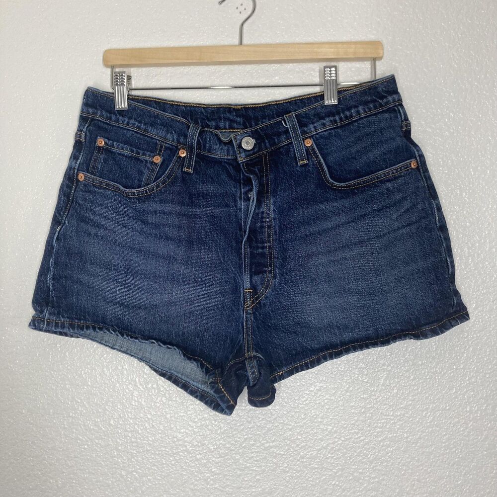 Levi's Dark Blue Denim High-Rise Jean Shorts
